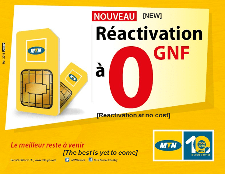 MTN Guinea Konakry SIM reactivation at point of sales